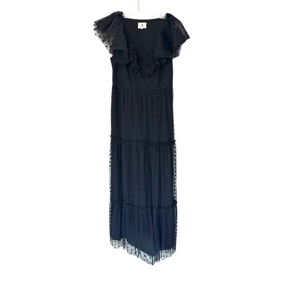 Tuckernuck Black Onyx Wedding Guest Tulle Giselle Formal Maxi Gown Dress Medium - Picture 2 of 15